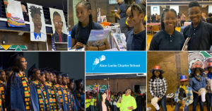 A collage of Alain Locke Charter School students and staff